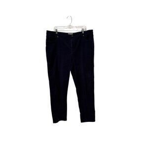 Coldwater Creek Womens Corduroy Pants Navy Blue Size 18 Mid-Rise Slim Fit